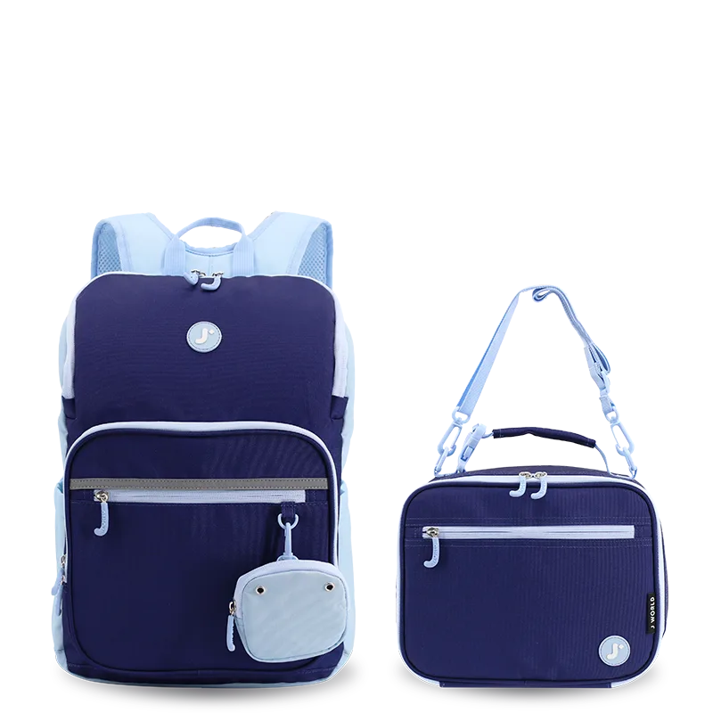 J World Junior Backpack With Lunch Box For School in Navy — front view # color_Navy