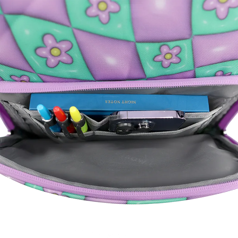 J World Junior Backpack With Lunch Box For School in Puffy Flower — detail view 2 # color_Puffy Flower