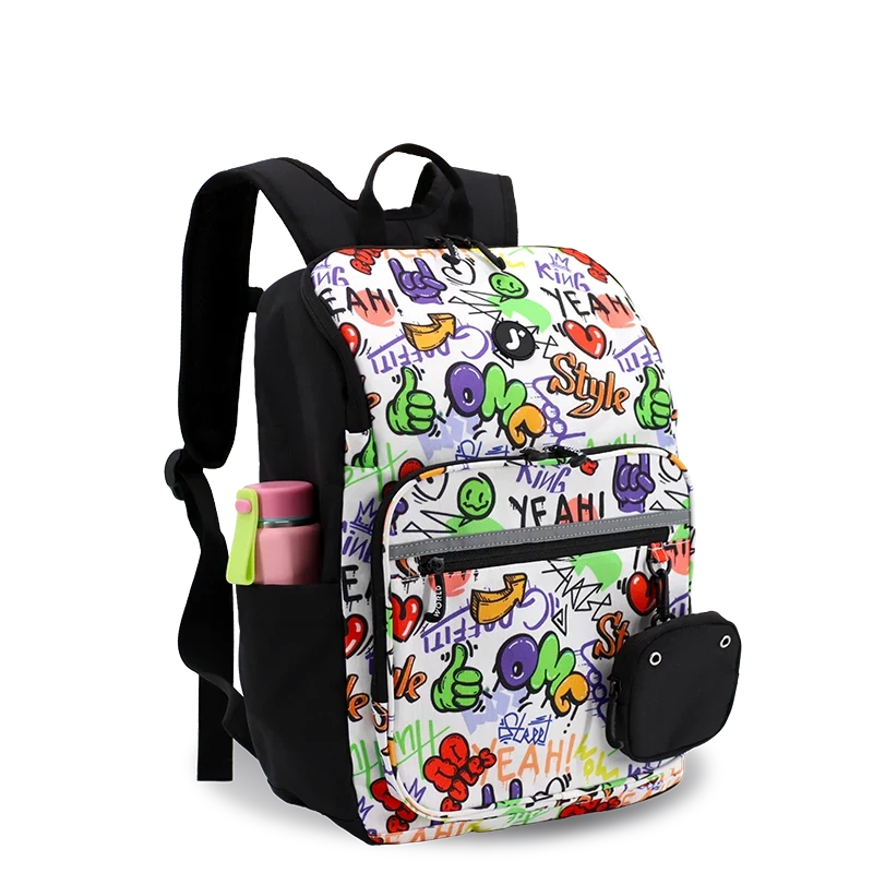 J World Junior Backpack With Lunch Box For School in Street Art — angle view 2 # color_Street Art