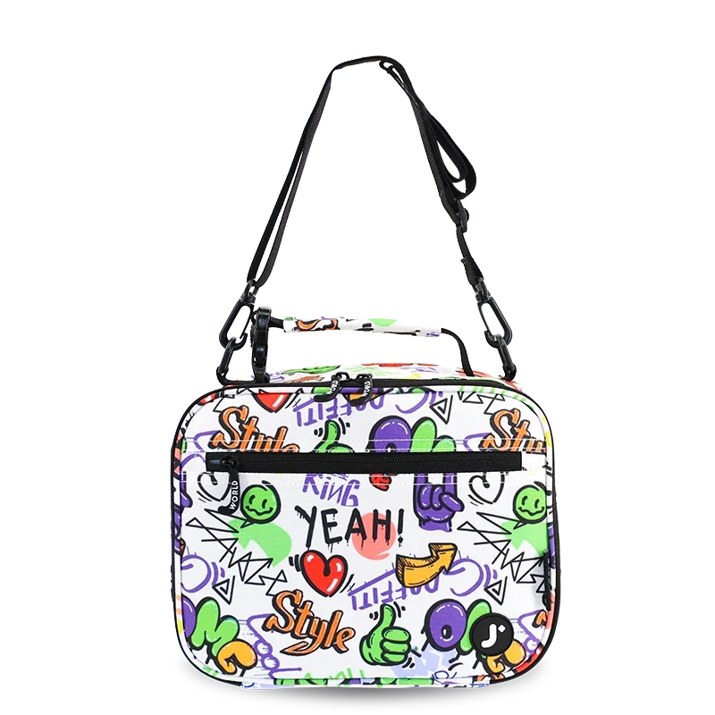 J World Junior Backpack With Lunch Box For School in Street Art — front view 3 # color_Street Art