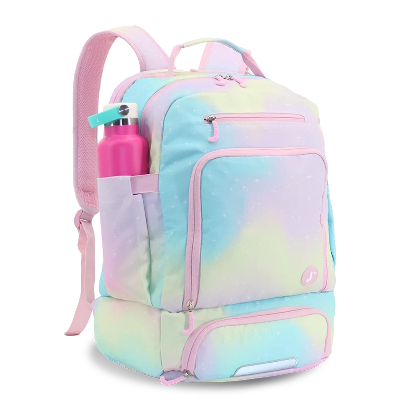 J World Packmate 2-in-1 Backpack With Built-in Lunch Bag in Aurora — angle view 2 # color_Aurora