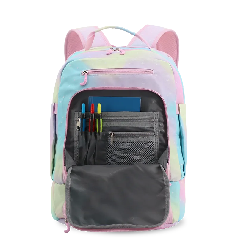 J World Packmate 2-in-1 Backpack With Built-in Lunch Bag in Aurora — interior view # color_Aurora