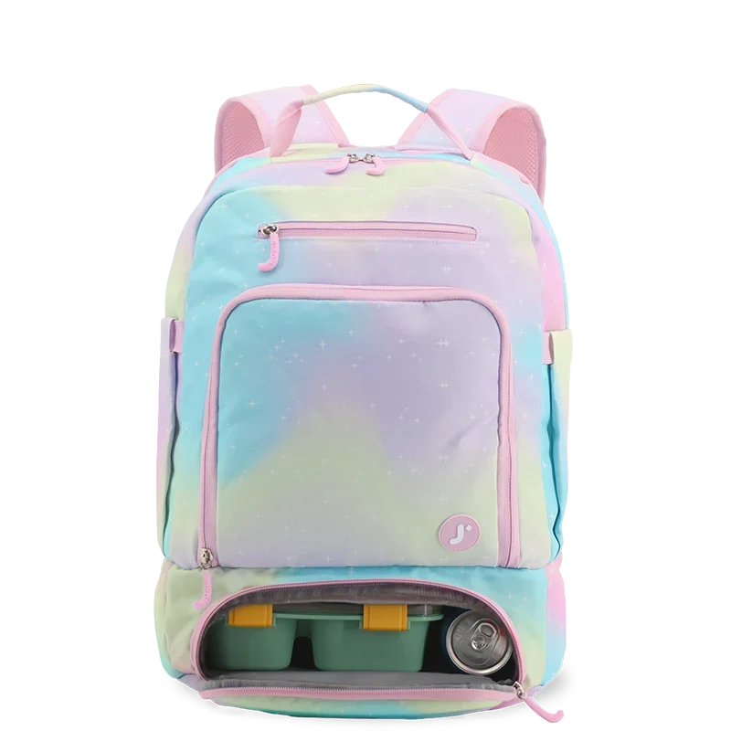 J World Packmate 2-in-1 Backpack With Built-in Lunch Bag in Aurora — front view 2 # color_Aurora