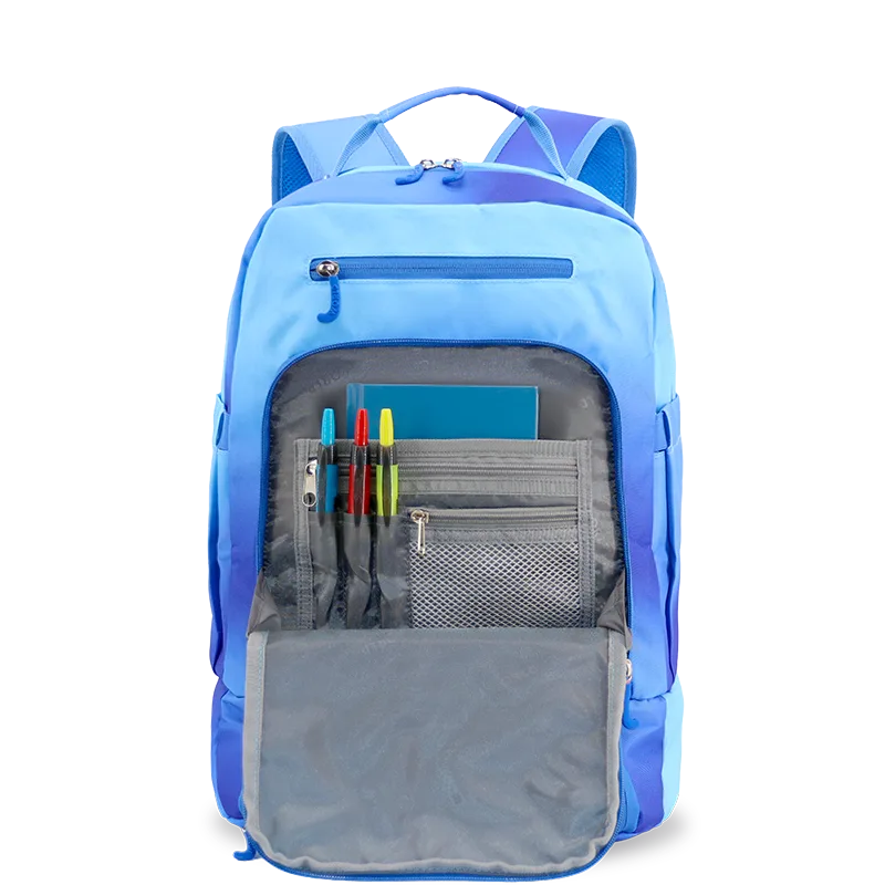 J World Packmate 2-in-1 Backpack With Built-in Lunch Bag in Blue Gradient — interior view # color_Blue Gradient