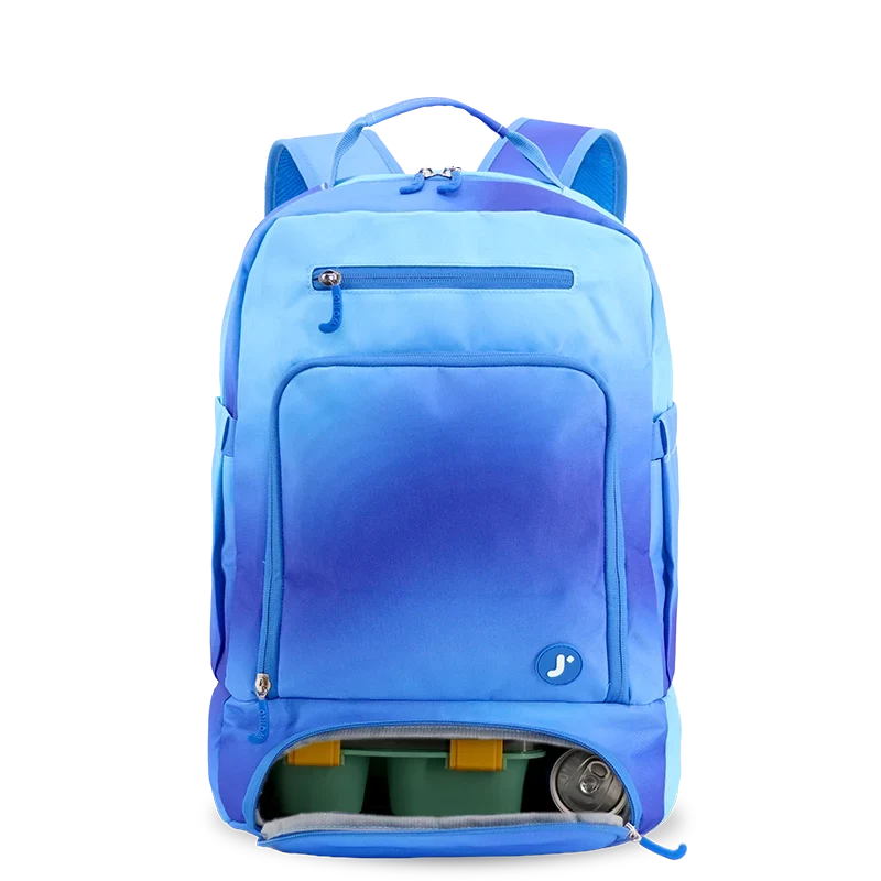 J World Packmate 2-in-1 Backpack With Built-in Lunch Bag in Blue Gradient — front view 2 # color_Blue Gradient