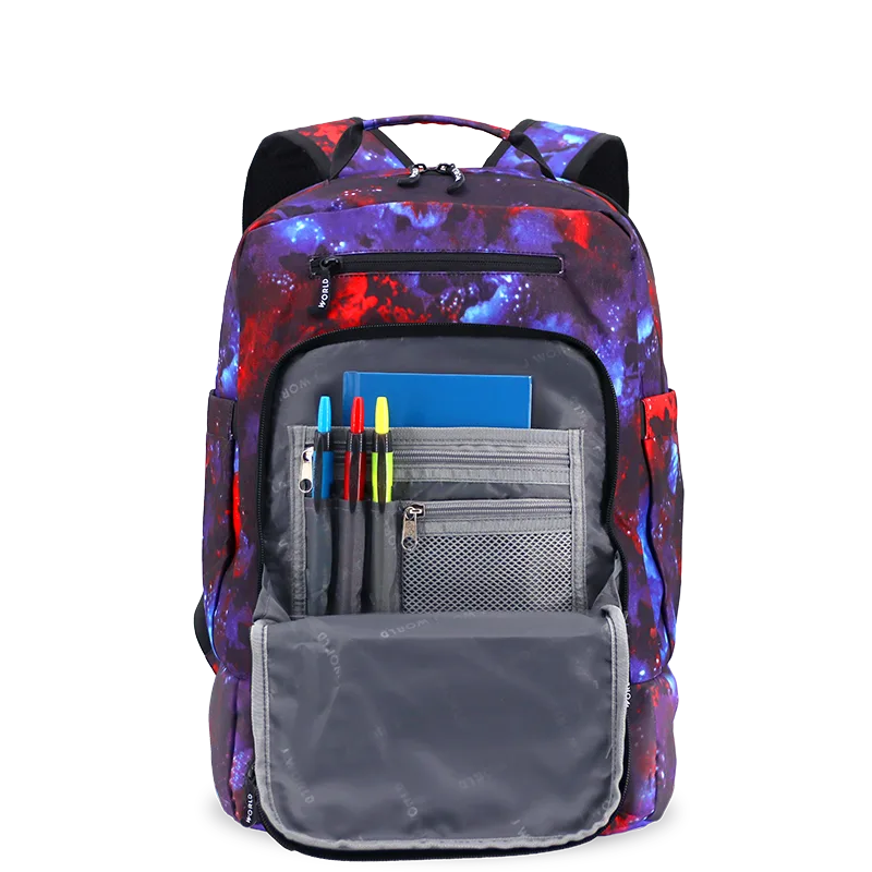 J World Packmate 2-in-1 Backpack With Built-in Lunch Bag in Galaxy — interior view # color_Galaxy