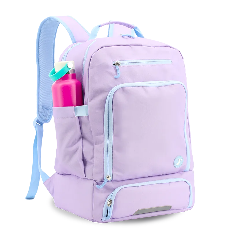 J World Packmate 2-in-1 Backpack With Built-in Lunch Bag in Purple — angle view 2 # color_Purple