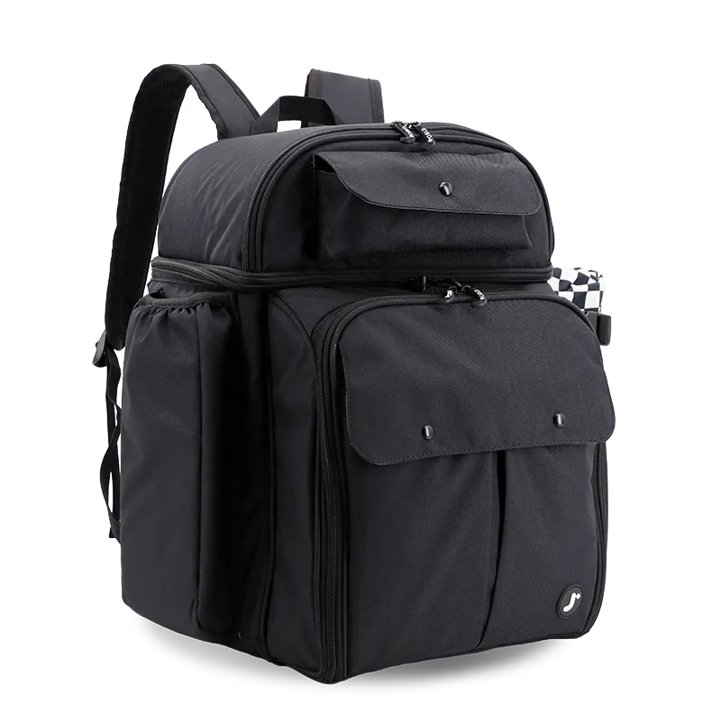 J World Picnic Backpack with Insulated Compartments & Picnic Mat in Black — angle view 2 # color_Black