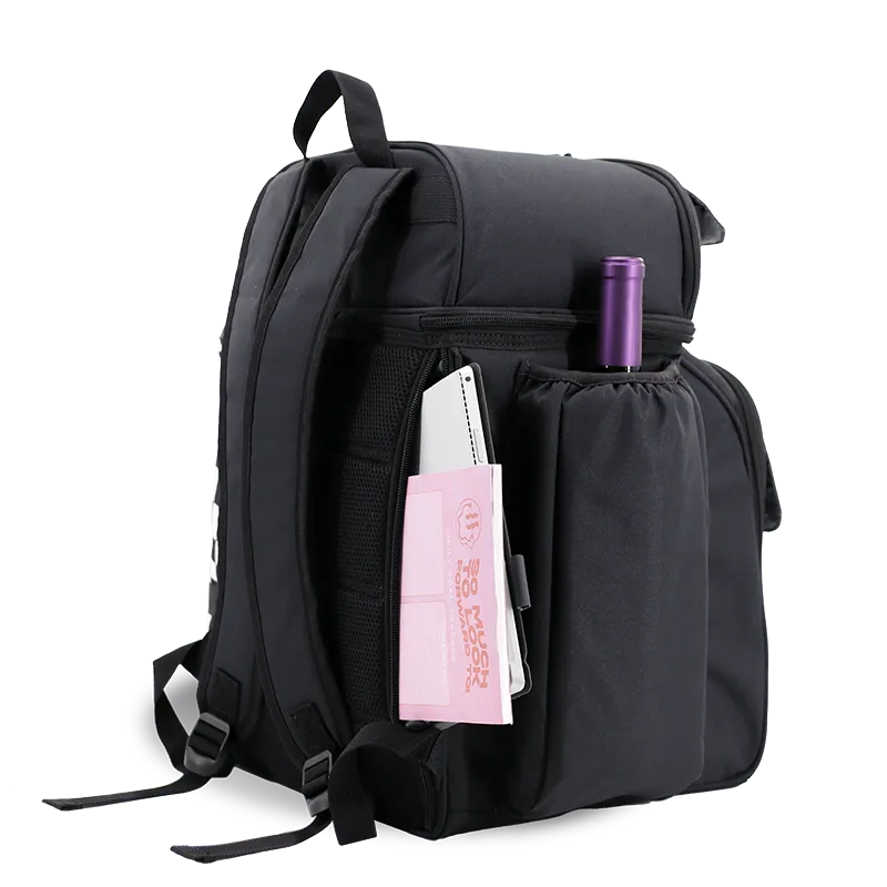 J World Picnic Backpack with Insulated Compartments & Picnic Mat in Black — detail view # color_Black