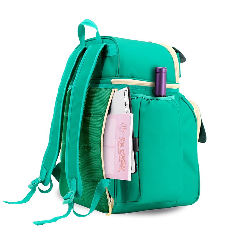 J World Picnic Backpack with Insulated Compartments & Picnic Mat in Green — detail view # color_Green