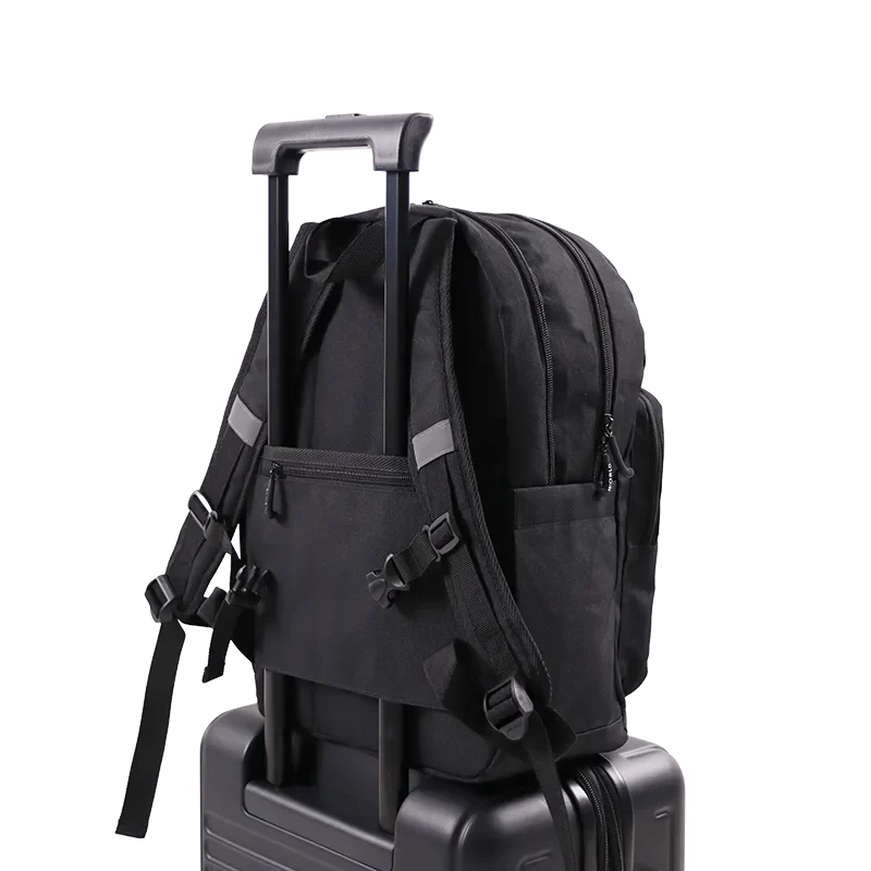 J World Zenpack Jr. Kids Laptop Backpack in Black — back view 2 # color_Black