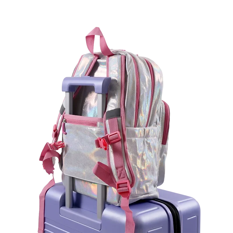 J World Zenpack Jr. Kids Laptop Backpack in Metallic Silver — back view 2 # color_Metallic Silver