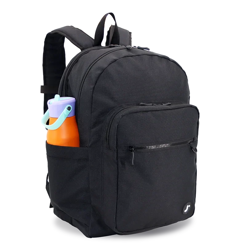 J World Zenpack Laptop Backpack in Black — detail view # color_Black