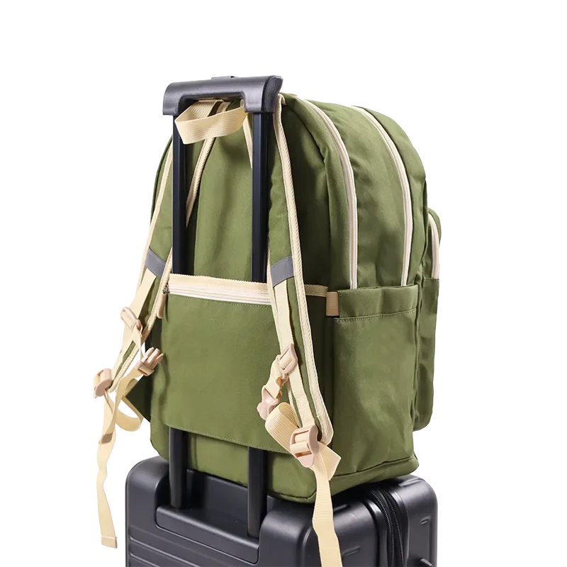 J World Zenpack Laptop Backpack in Olive Green — angle view 3 # color_Olive Green