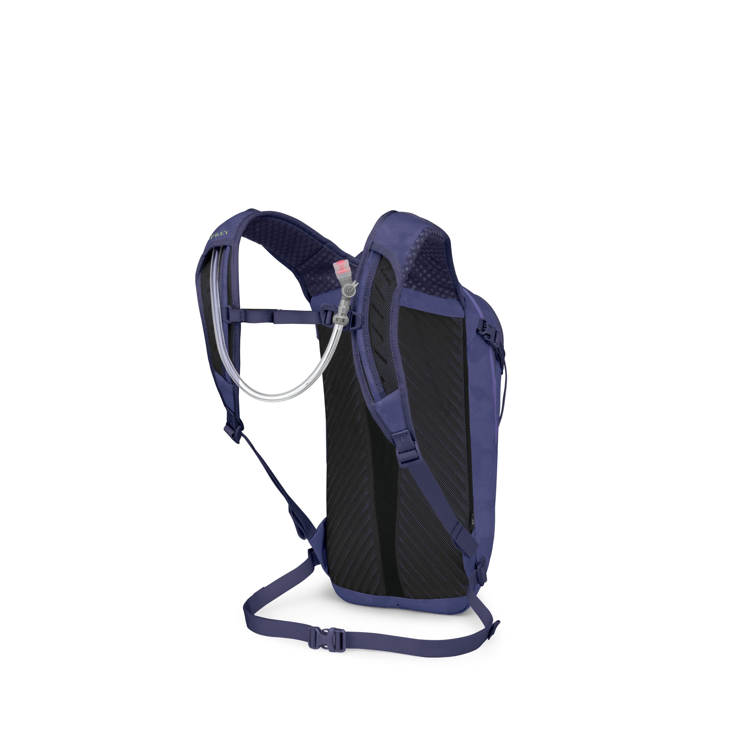 Osprey Berm 12 Bike Hydration Pack 12L in Botswana Purple Dust Print — angle view 3