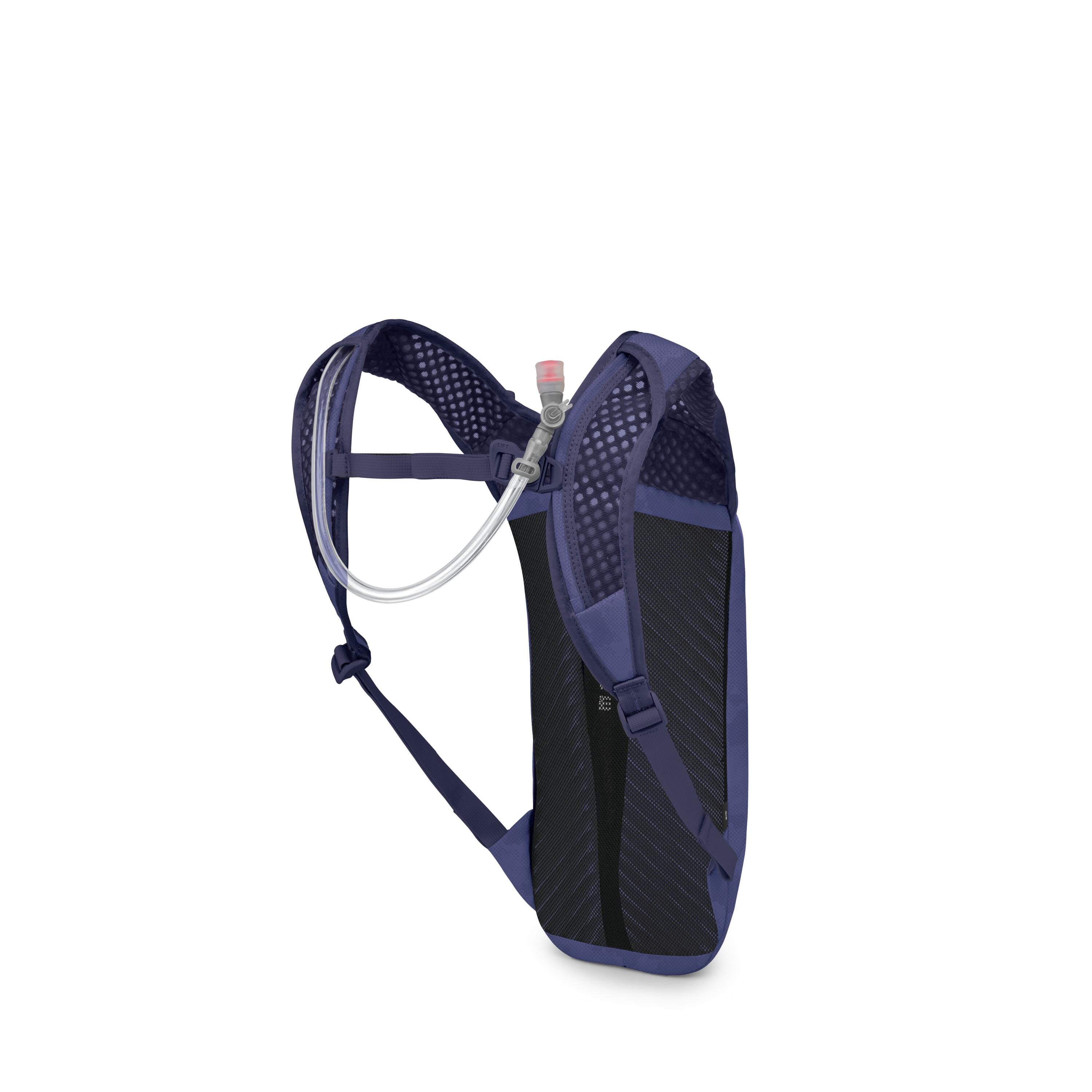 Osprey Berm 2 Bike Hydration Pack 2L in Botswana Purple Dust Print — angle view 3
