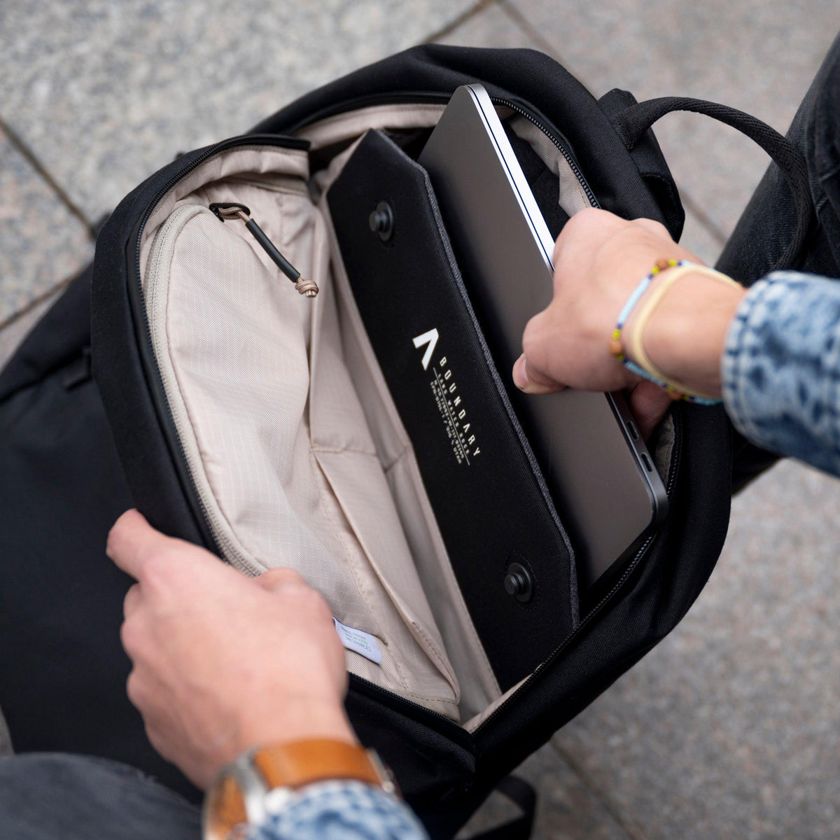 Boundary Supply Rennen Recycled Daypack in Black — lifestyle 3