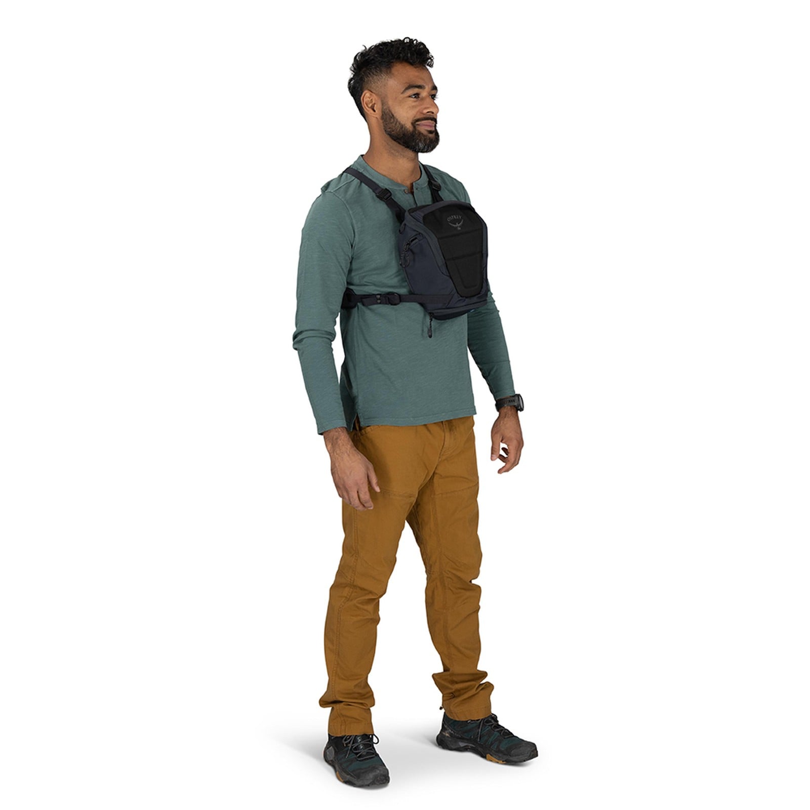 Osprey Camera Chest Rig 4L in Charcoal Grey — lifestyle