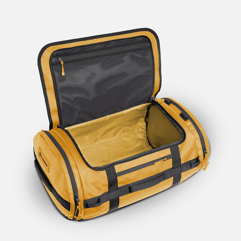 WANDRD CARRYALL Duffel 60L in Dallol Yellow — interior view