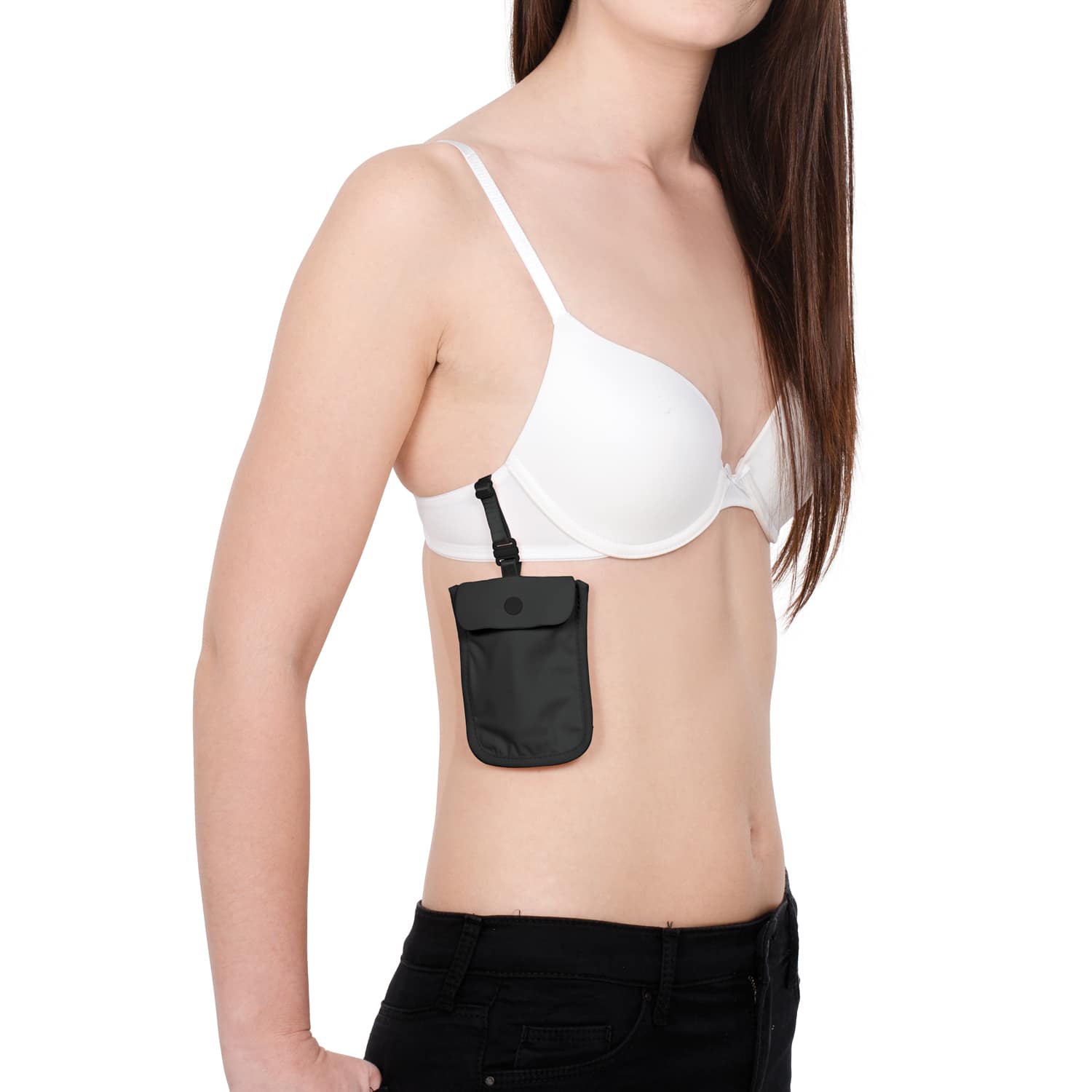 Pacsafe Coversafe® S25 Secret Travel Bra Pouch in Black — lifestyle # color_Black