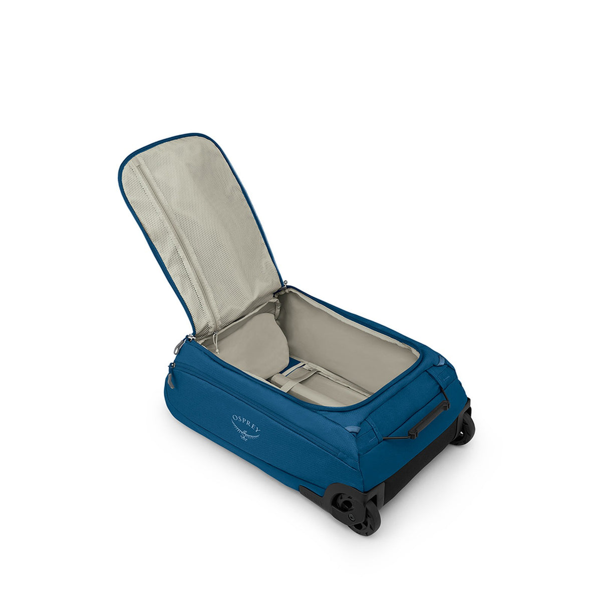 Osprey Daylite Carry-On Wheeled Duffel 40L in Night Shift Blue — angle view 4