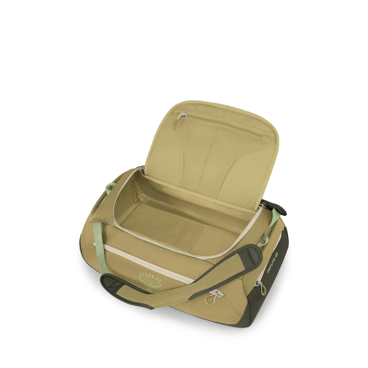 Osprey Daylite Duffel 45L in Gravel Tan Multi — interior view