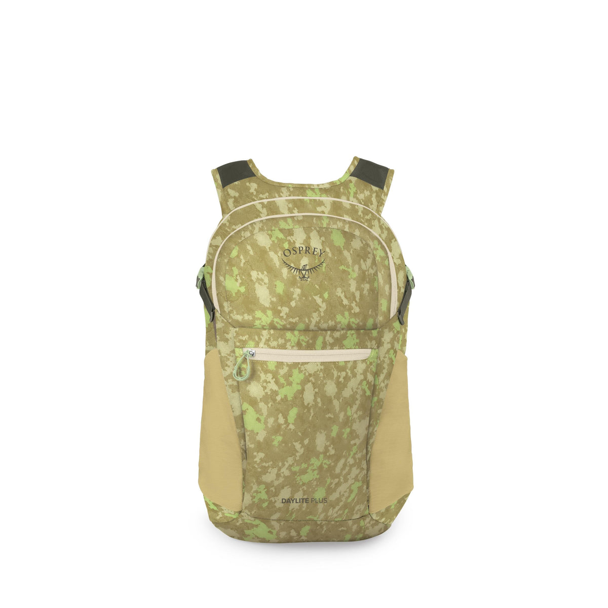 Osprey Daylite Plus Backpack 20L in Sunlit Lichen Print Gravel Tan — front view 2