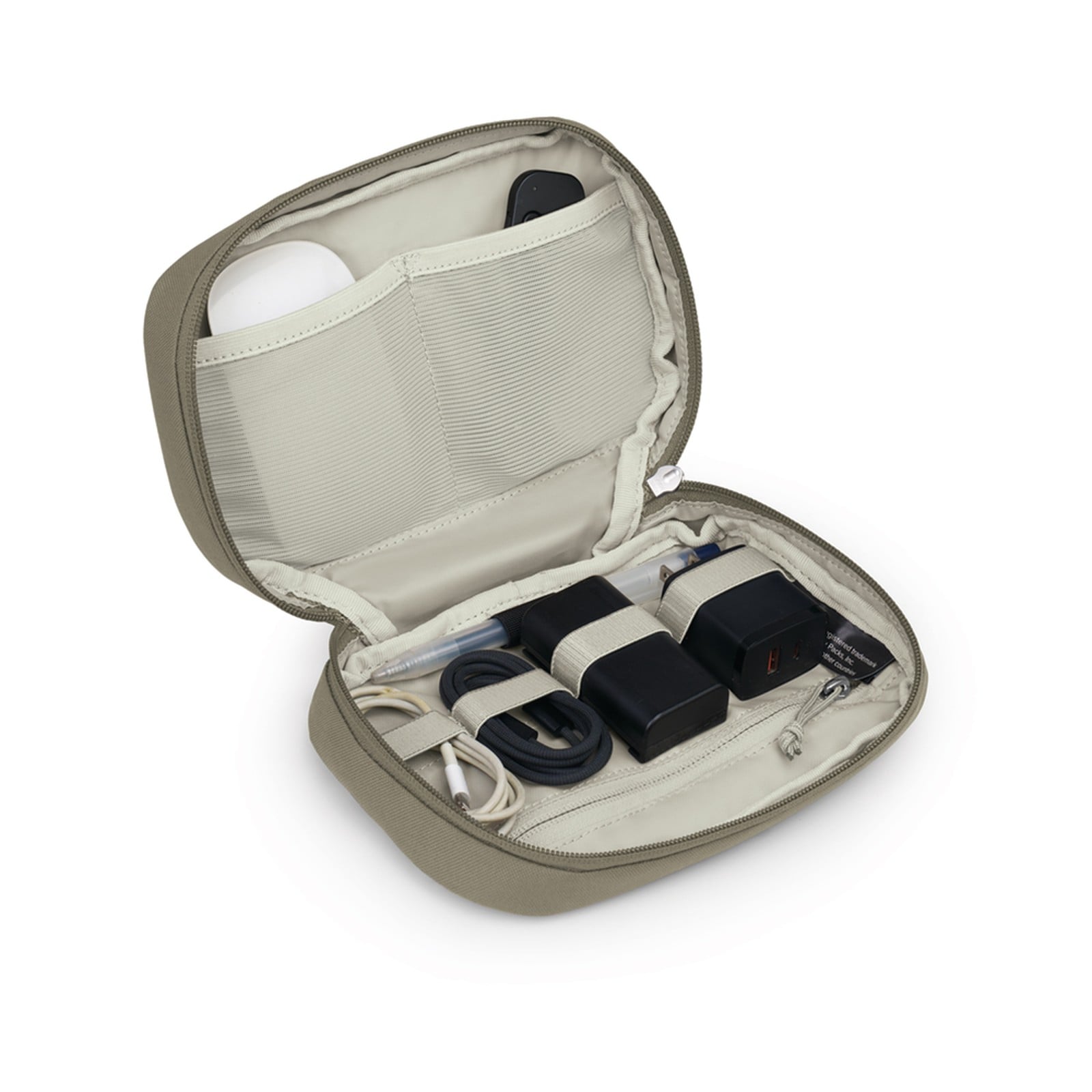 Osprey Daylite Powerhouse Tech Organizer 1L in Tan Concrete — angle view 3