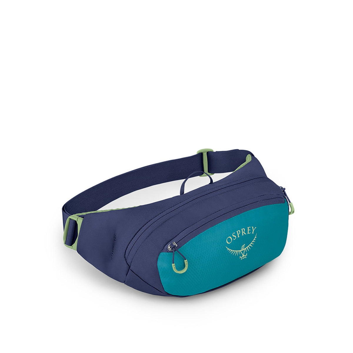 Osprey Daylite Waist Pack 2L in Blue Spikemoss/Alkaline — front view # color_Blue Spikemoss/Alkaline