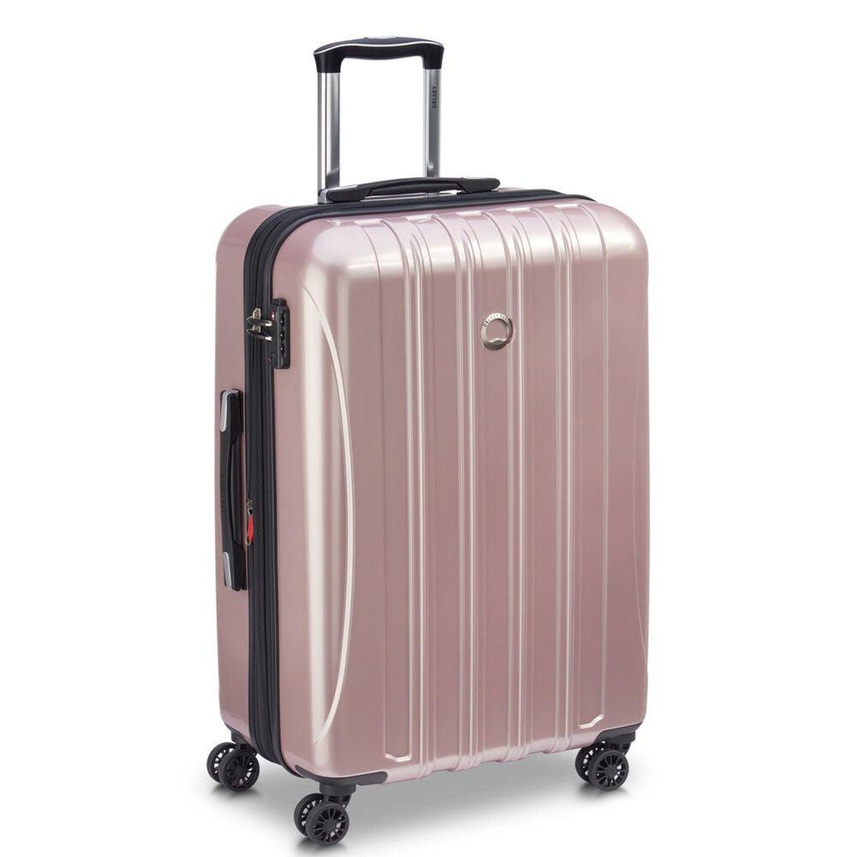 Delsey Helium Aero 25" Exp. Spinner in Pink — angle view