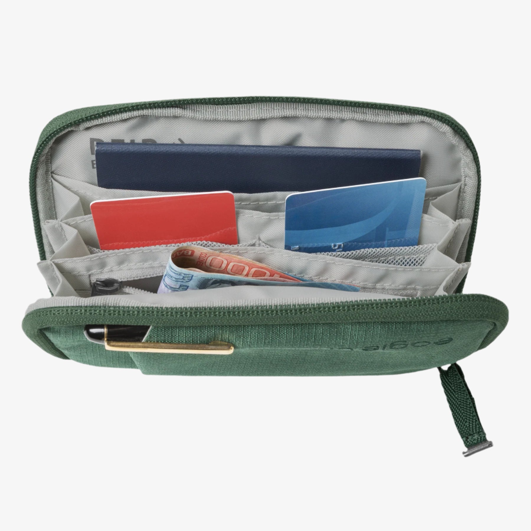Eagle Creek Stash RFID Passport Wallet in Grass Green — detail view