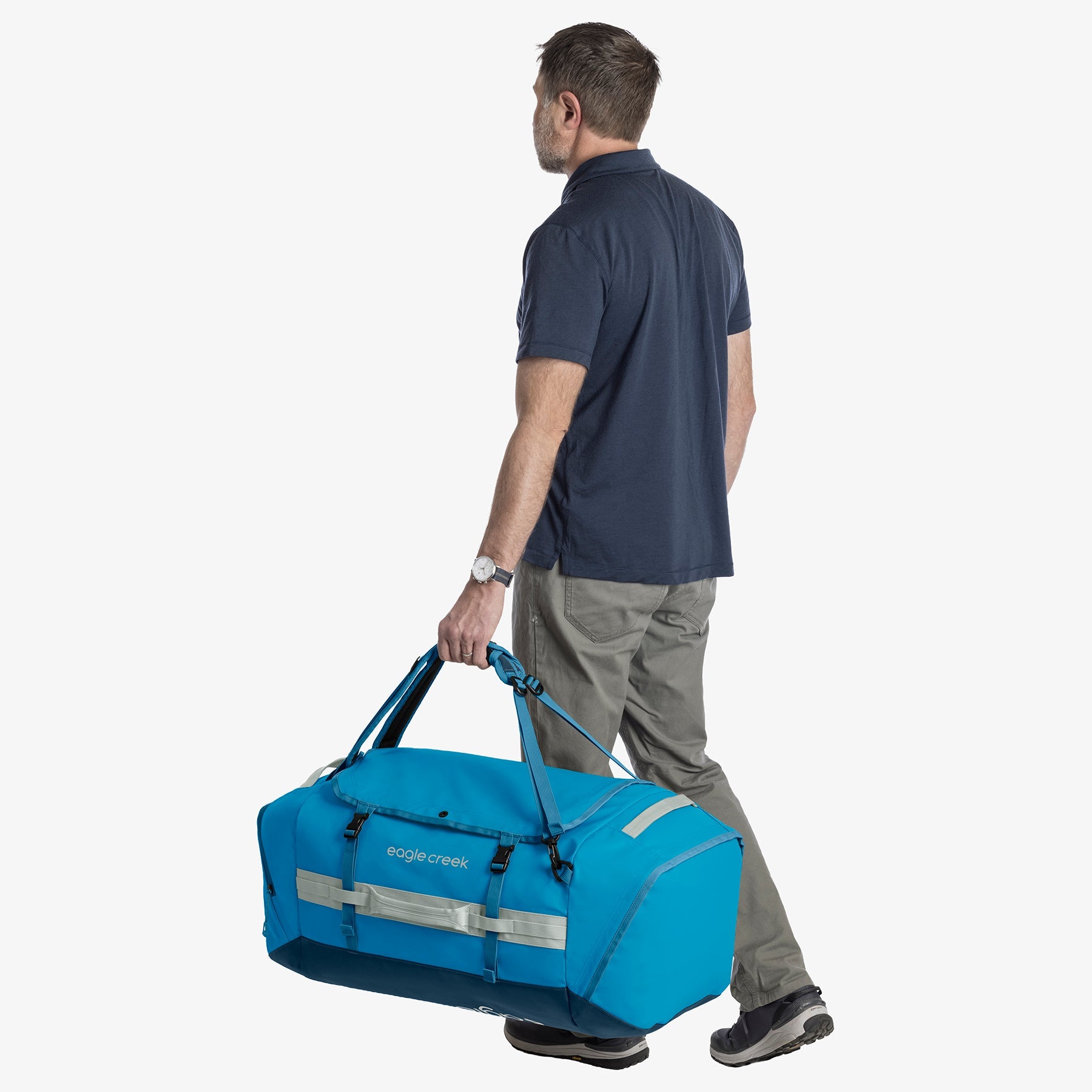 Eagle Creek Cargo Hauler 90L Duffel Bag in Harbor Blue — detail view