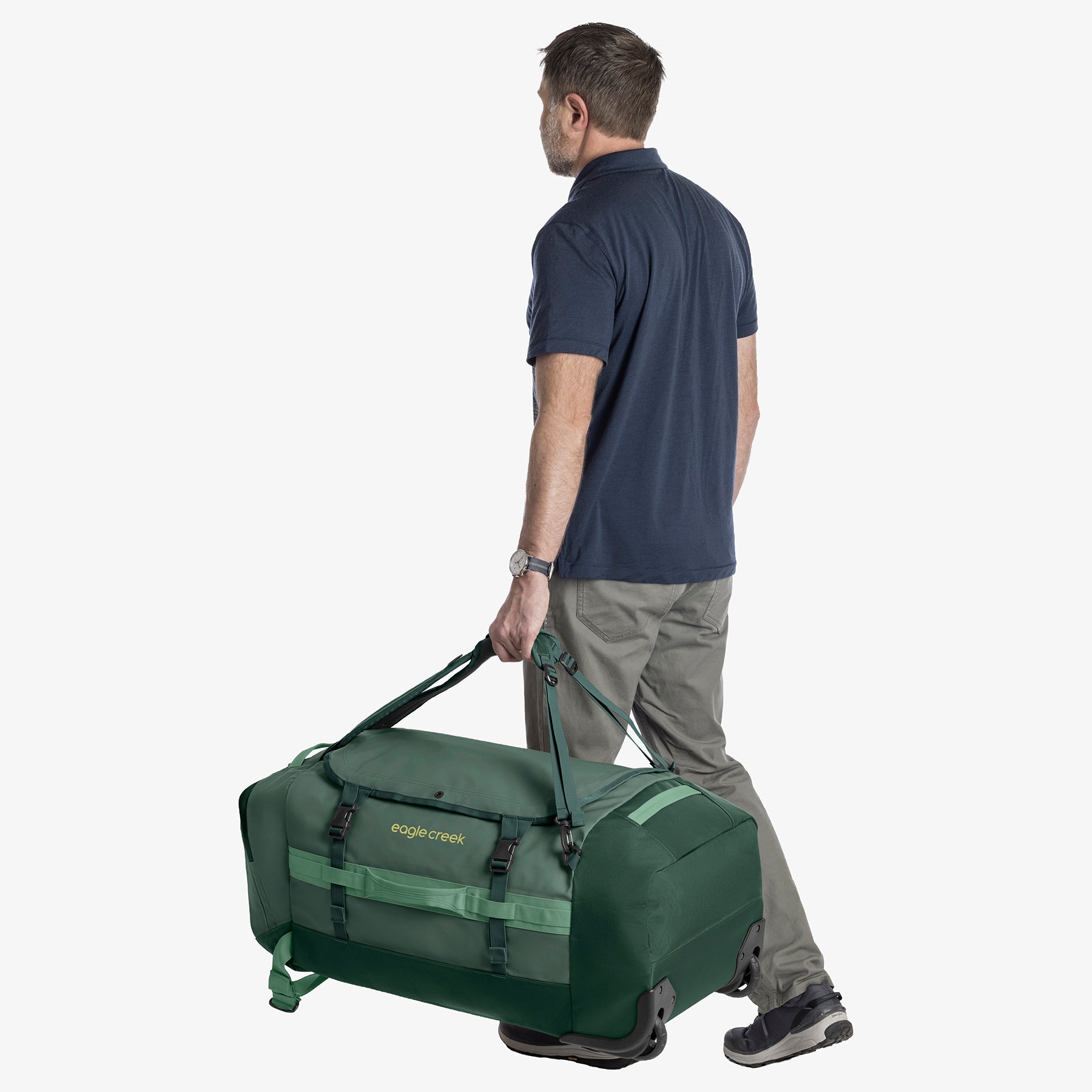 Eagle Creek Cargo Hauler 110L Rolling Duffel Bag in Sycamore Green — detail view
