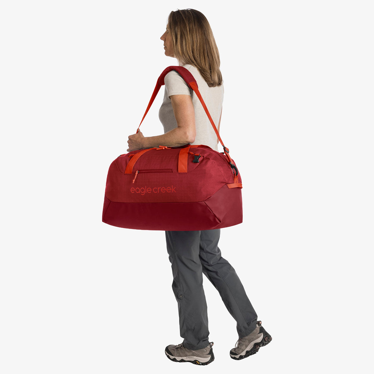 Eagle Creek No Matter What 40L Duffel Bag in Cranberry Red — interior view # color_Cranberry Red