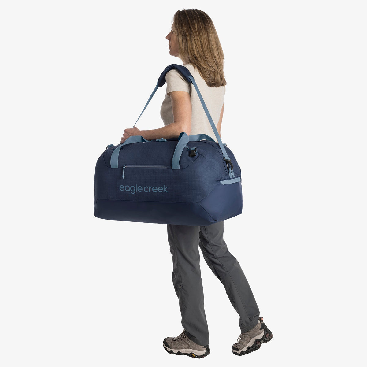 Eagle Creek No Matter What 90L Duffel Bag in Pilot Blue — interior view # color_Pilot Blue