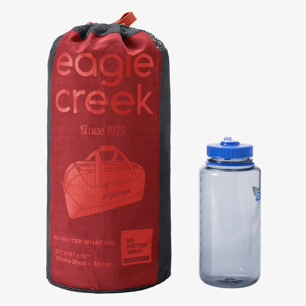 Eagle Creek No Matter What 90L Duffel Bag in Cranberry Red — angle view 2 # color_Cranberry Red