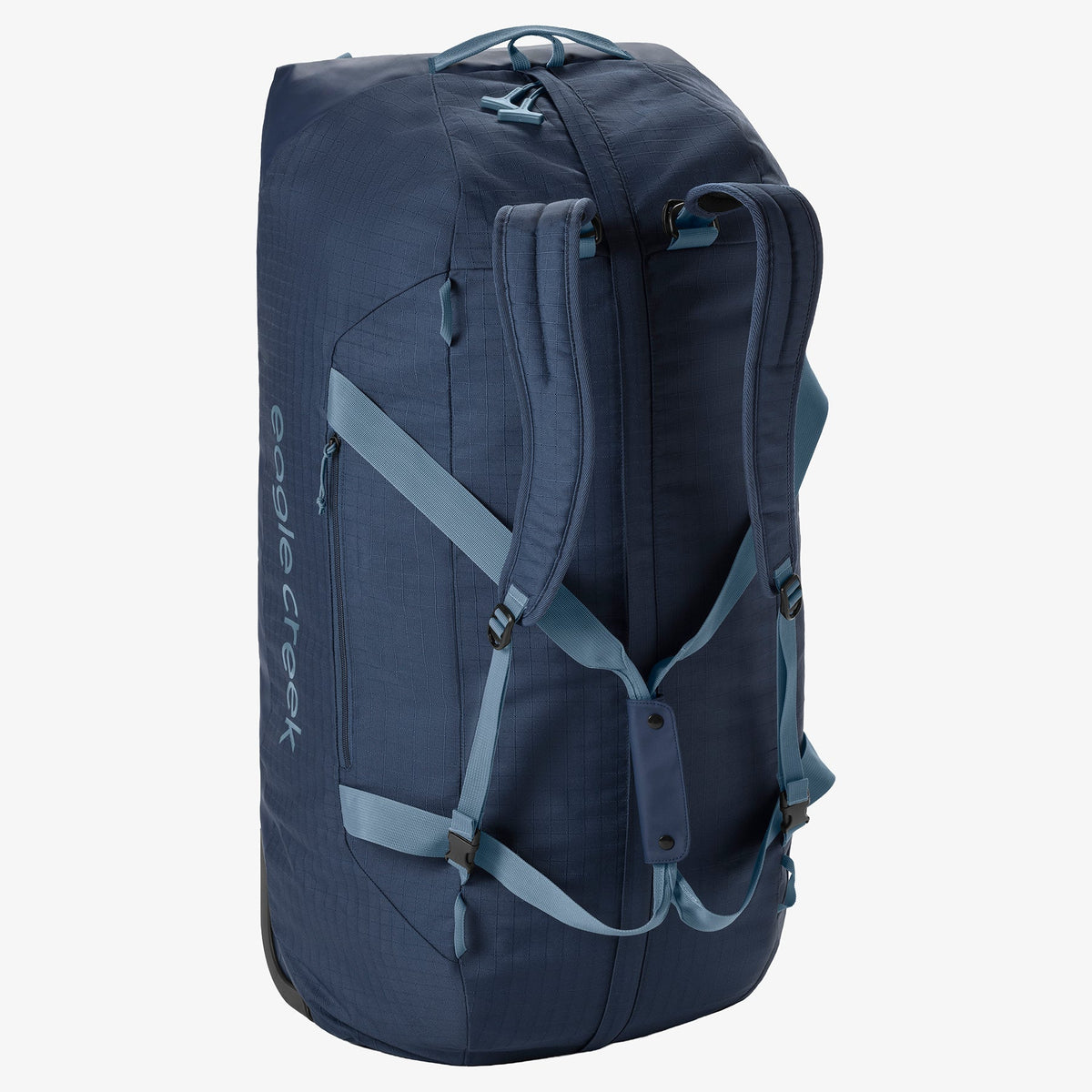 Eagle Creek No Matter What 120L Rolling Duffel Bag in Pilot Blue — back view # color_Pilot Blue