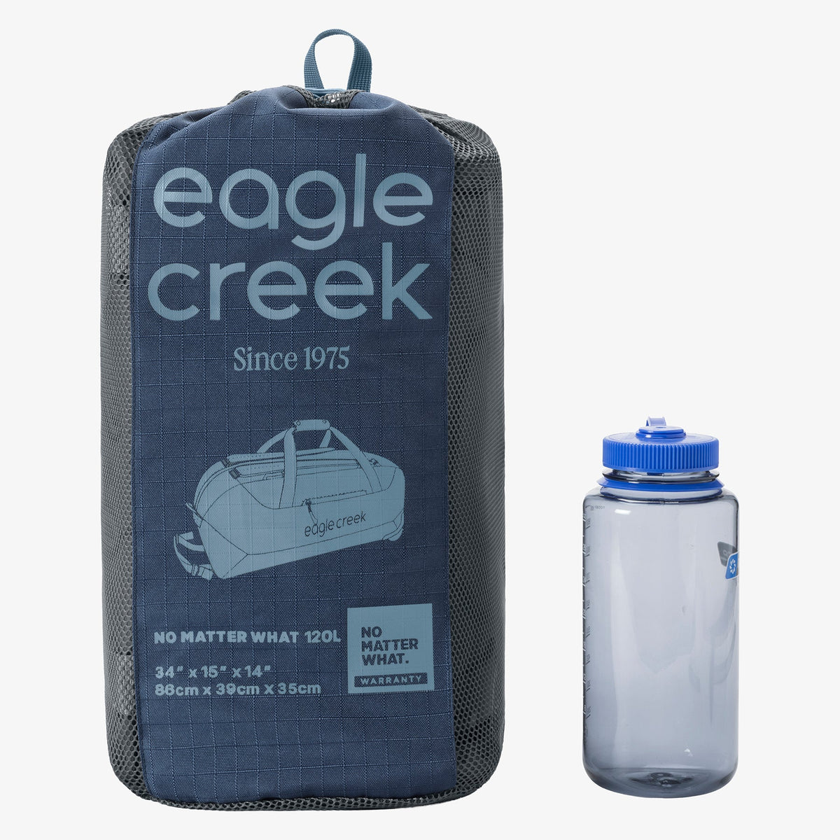 Eagle Creek No Matter What 120L Rolling Duffel Bag in Pilot Blue — angle view 2 # color_Pilot Blue