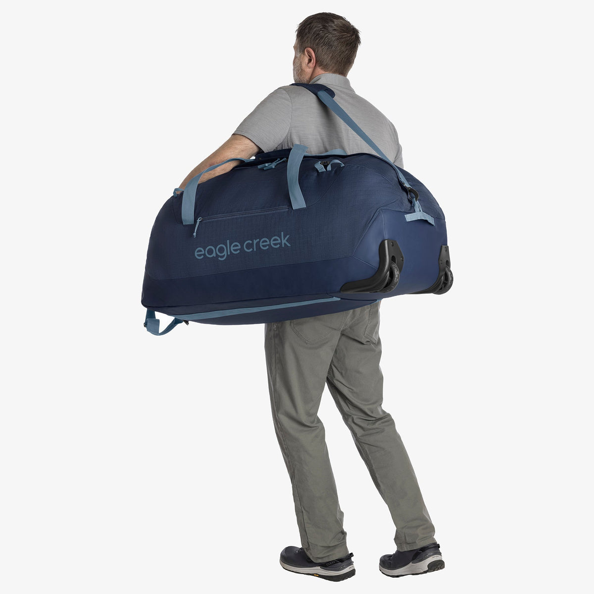 Eagle Creek No Matter What 120L Rolling Duffel Bag in Pilot Blue — detail view # color_Pilot Blue