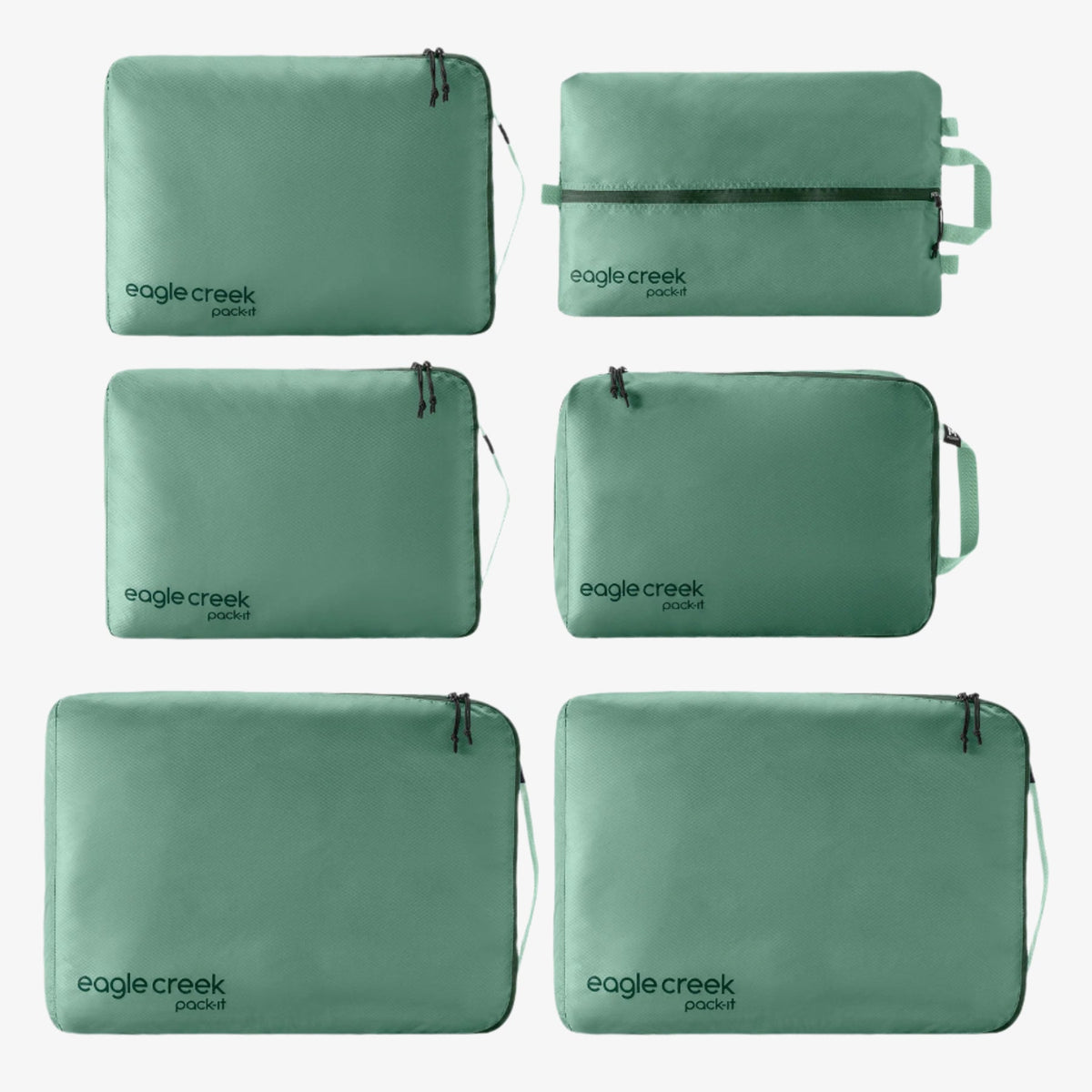 Eagle Creek Pack-It Isolate Extended Stay Packing Cube Set in Willow Green — front view # color_Willow Green