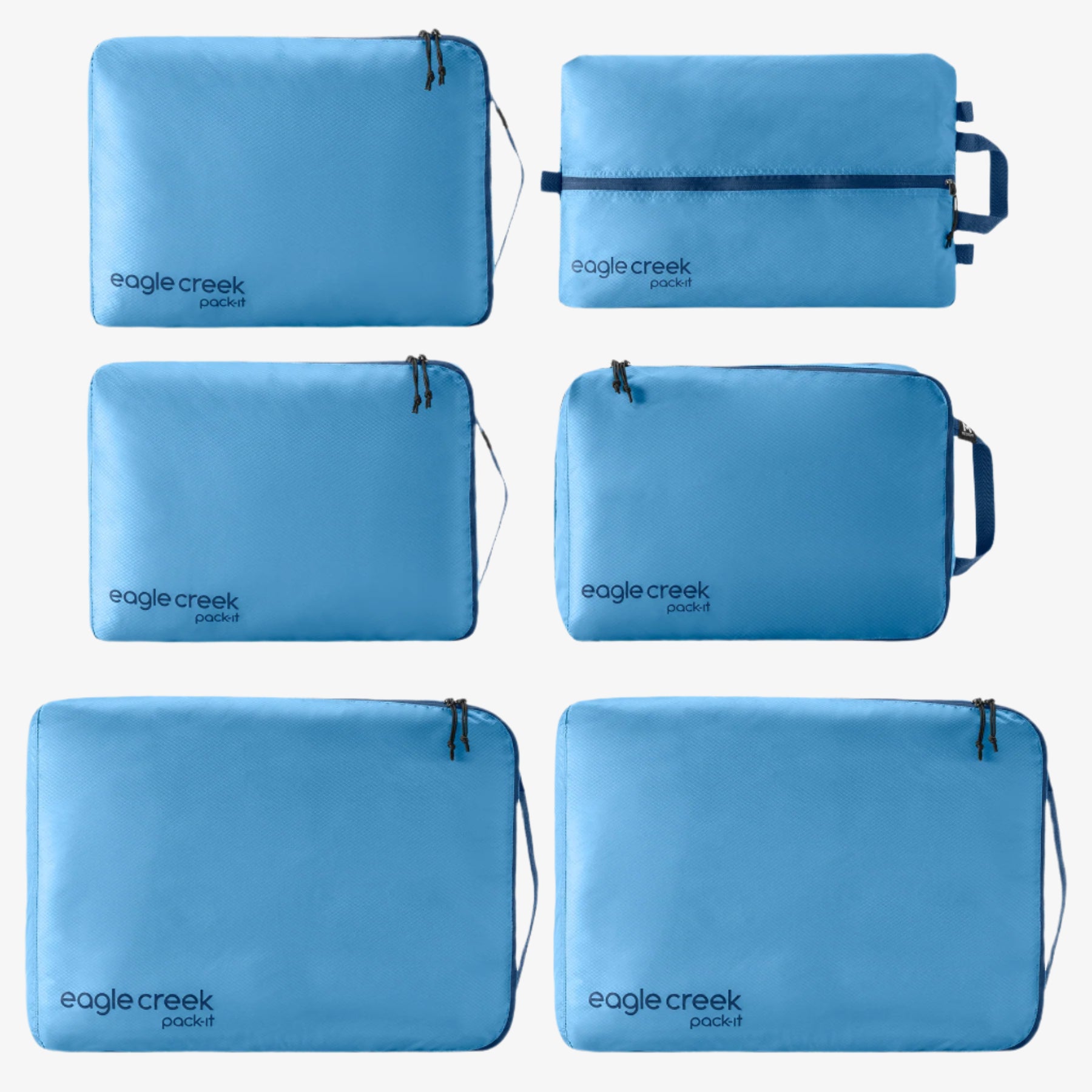 Eagle Creek Pack-It Isolate Extended Stay Packing Cube Set in Blue Dawn — front view # color_Blue Dawn