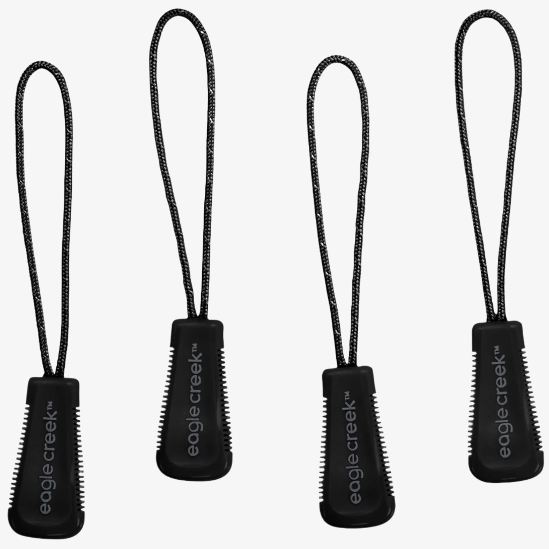Eagle Creek Reflective Zipper Pull Set in Black — front view