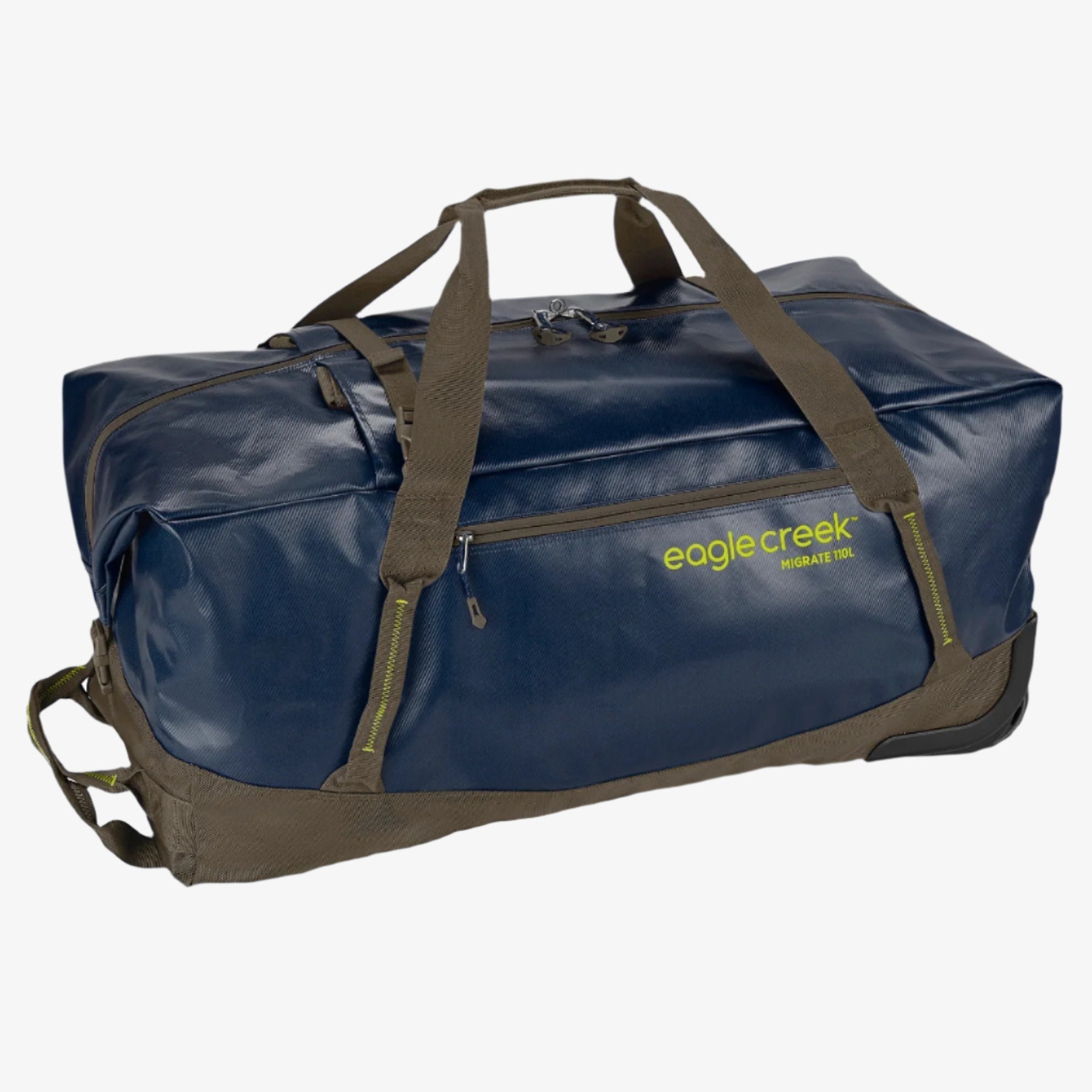 Eagle Creek Migrate Wheeled Duffel Bag 110L in Rush Blue — front view # color_Rush Blue
