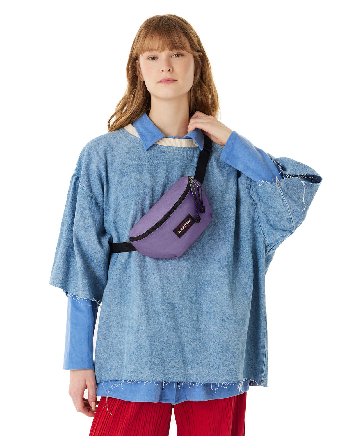 Eastpak Springer Fanny Pack in Dahlia Purple — lifestyle
