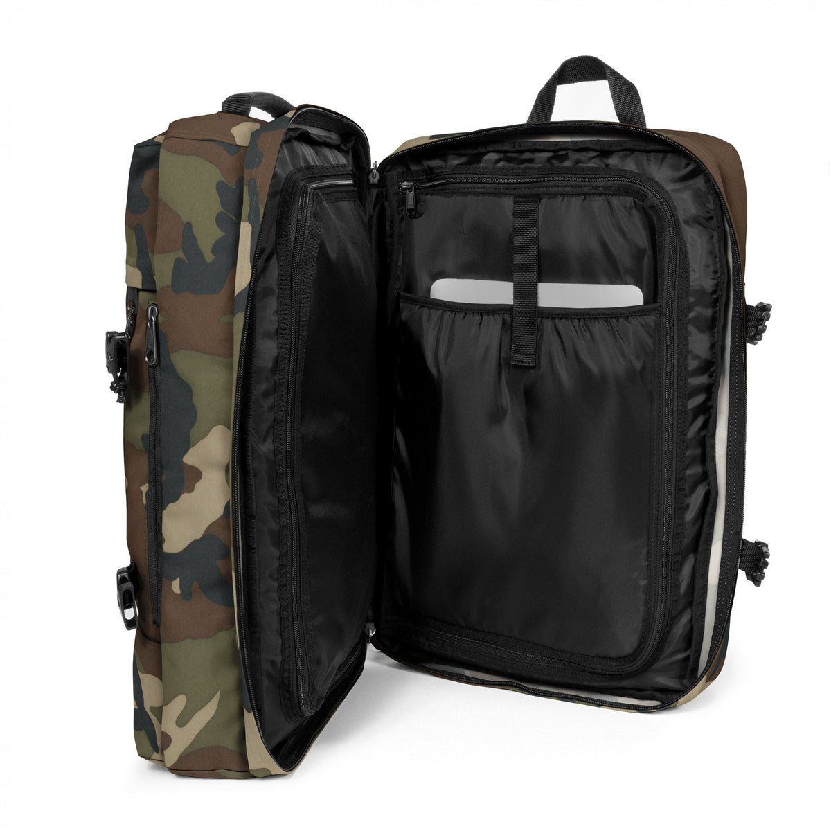 Eastpak Travelpack Backpack 42L in Camo — interior view