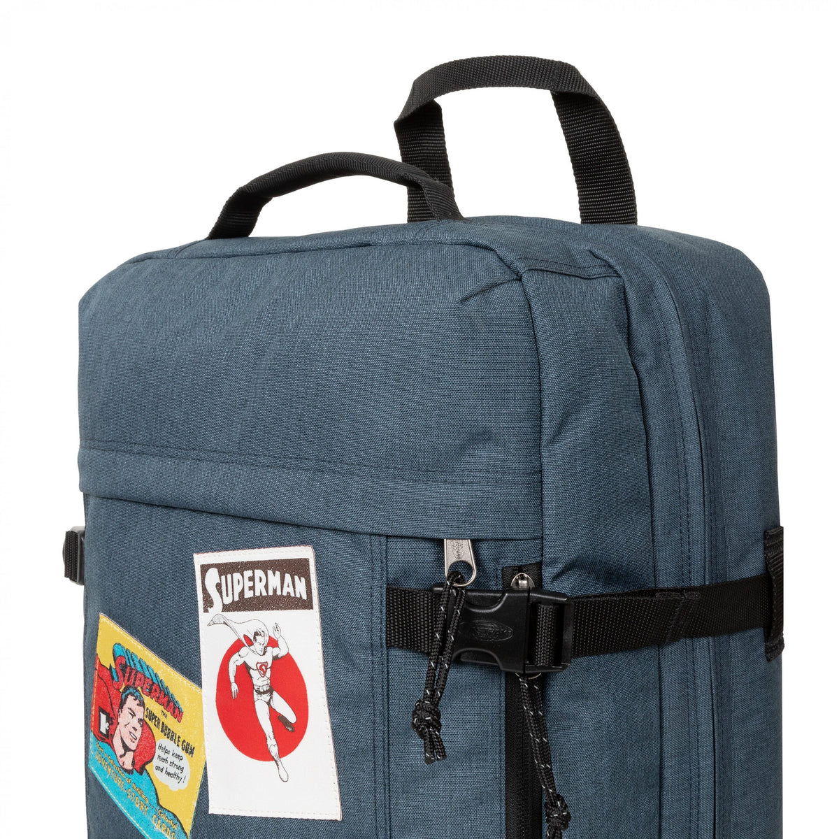 Eastpak Travelpack Backpack 42L in Superman Patch — detail view