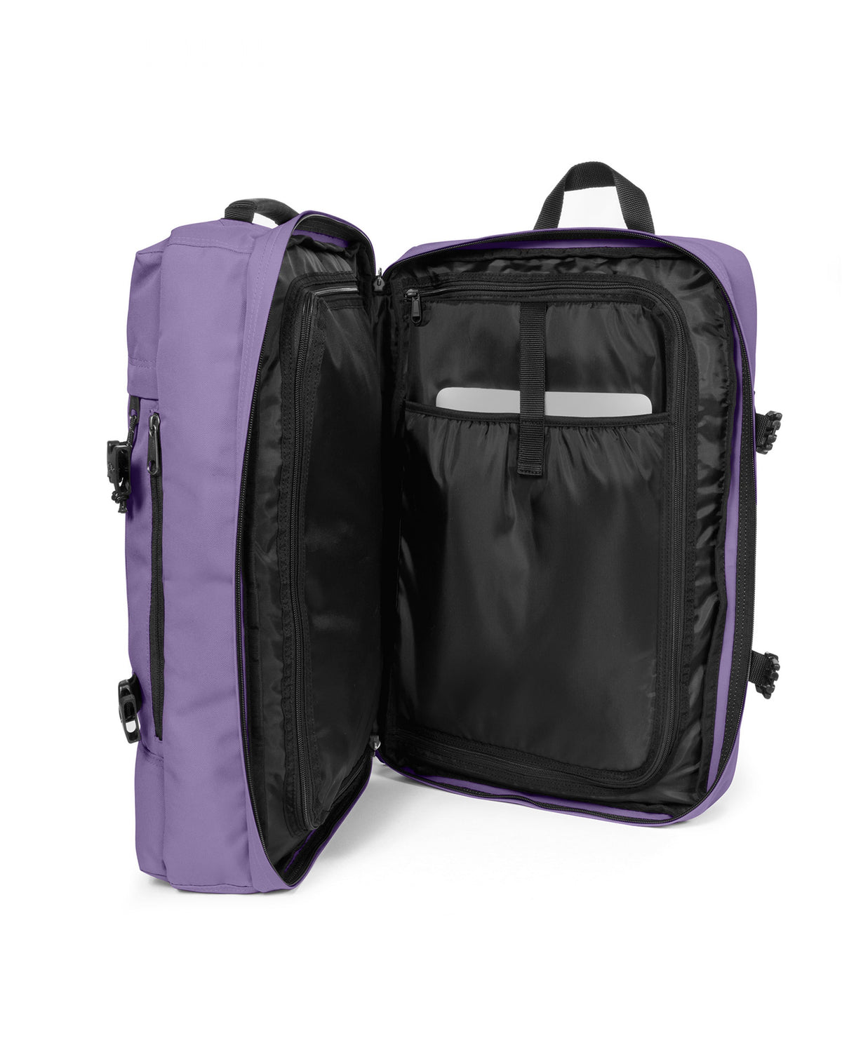 Eastpak Travelpack Backpack 42L in Dahlia Purple — interior view