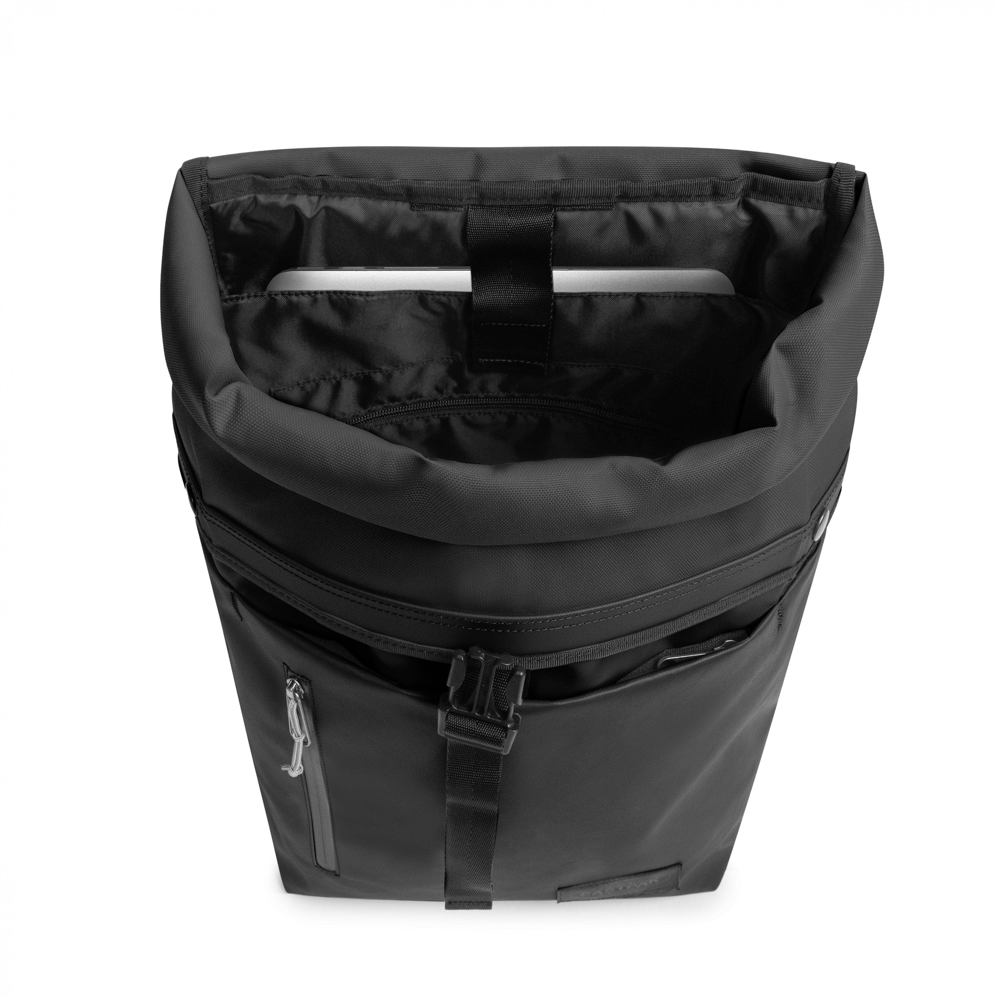 Eastpak Up Roll Rolltop Backpack 23L in Tarp Black — interior view # color_Tarp Black