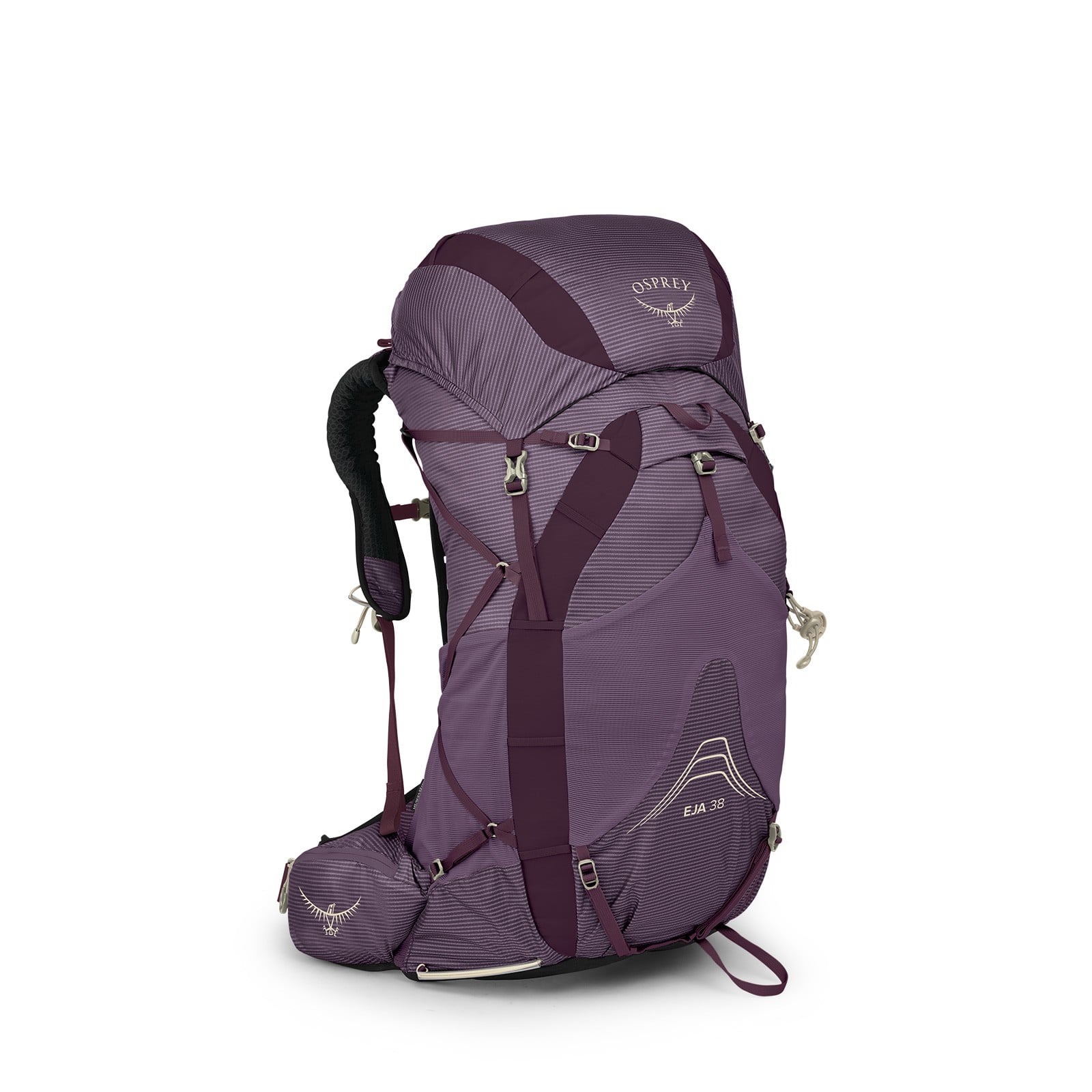 Osprey Eja 38 Women's Backpacking Pack 38L in Purple Dusk — angle view 2