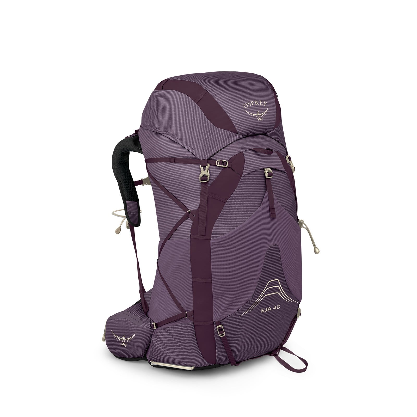 Osprey Eja 48 Women's Backpacking Pack 48L in Purple Dusk — angle view 2